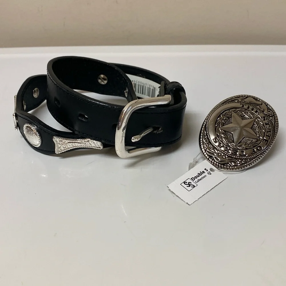 Nakona Kids Texas Western Belt Buckle Set Size 22 NWT Silver Star